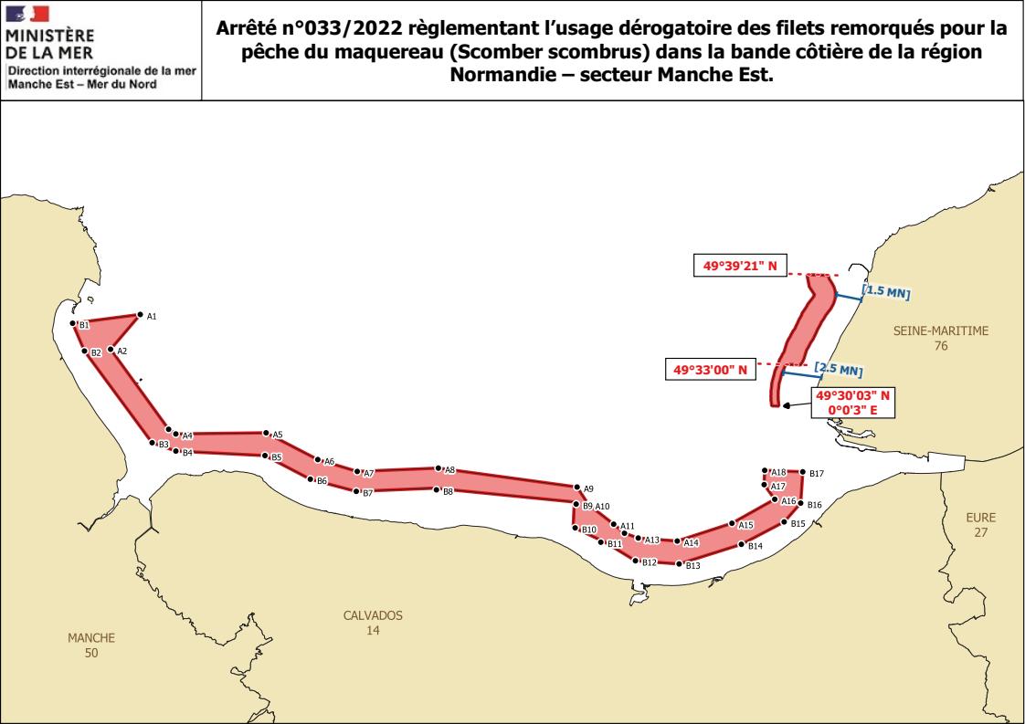 Carte Maquereau - Arrêté n°033/2022